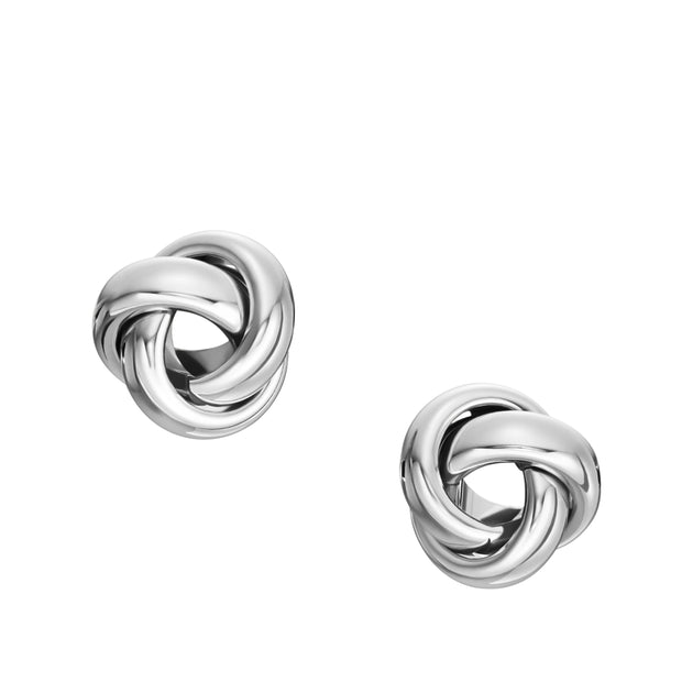 Fossil Sawyer Love Knot Stainless Steel Stud Earrings Silver 3
