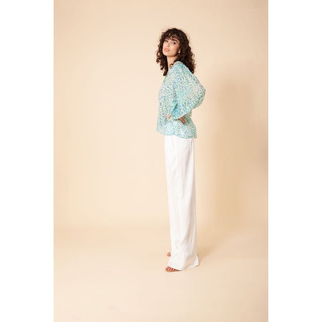 HALE BOB Catey Chiffon Top Blue Small 4