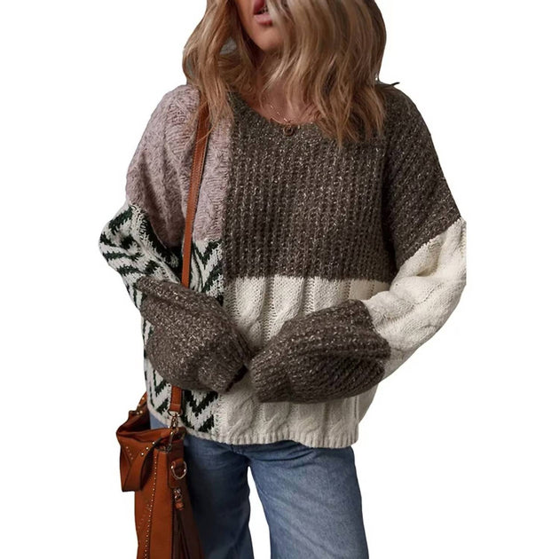66DISCO Patchwork Sweater Brown 3X 2