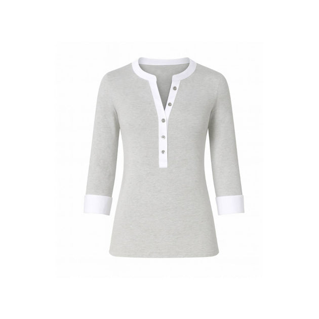 E.L.I. Monterey Two-Toned Henley Top Multi Small 3