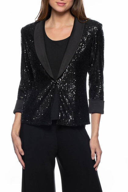 Marina Sequin Top and Jacket 2-Piece Set Black XSmall 2
