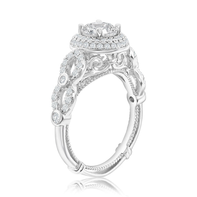 Suzy Levian Halo Engagement Ring Silver US 8 3