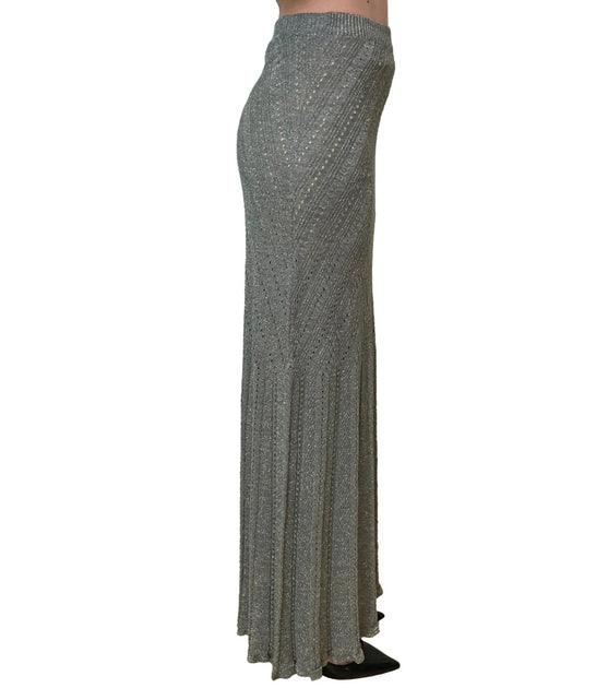 Twin-Set Chevron Knit Maxi Skirt Grey Small 4