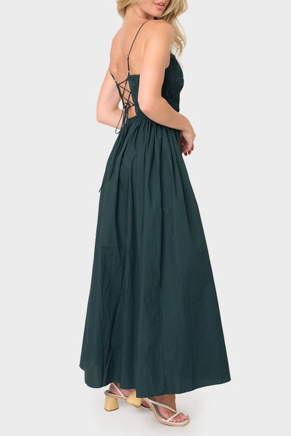 Moon River Midi Dress Green Large 4