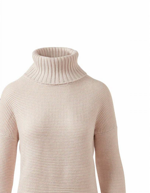 Kinross Garter Turtleneck Sweater Beige Large 3