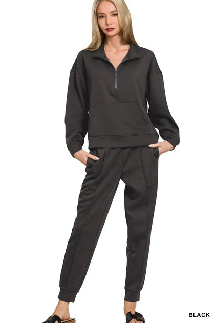 TRUEDAMES Scuba Half Zip Sweatshirt and Joggers Set Schwarz XLarge 2