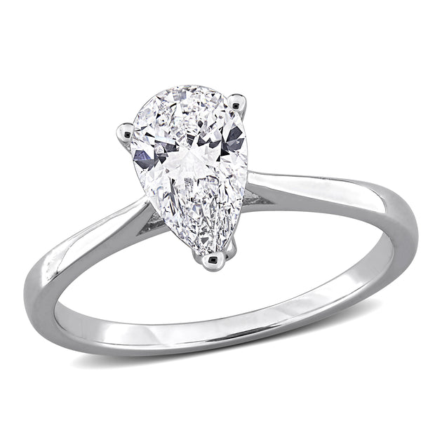 Mimi & Max Pear-Shape Lab-Grown Diamond Solitaire Engagement Ring White US 7 2