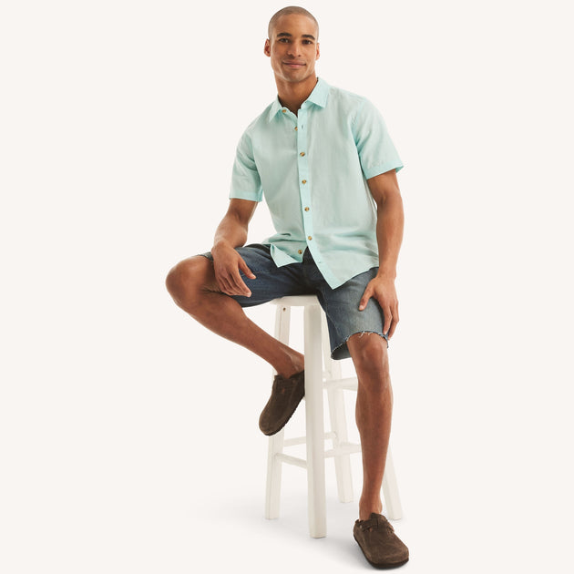 Nautica Herren Leinen Kurzarmhemd Multi XXL 3