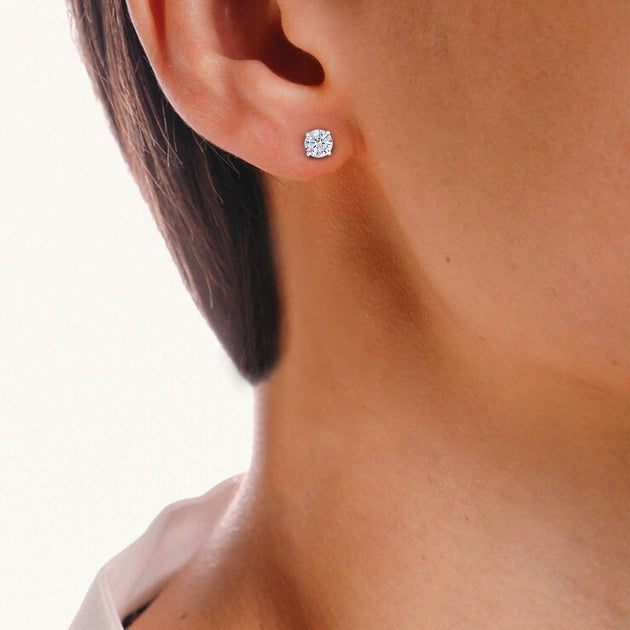 Vir Jewels 3 cttw Lab Grown Diamond Stud Earrings Silver 5