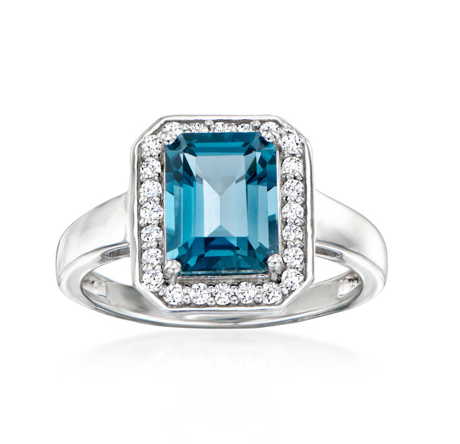 Ross-Simons London Blue Topaz Lab-Grown Diamond Ring Blue US 5 4