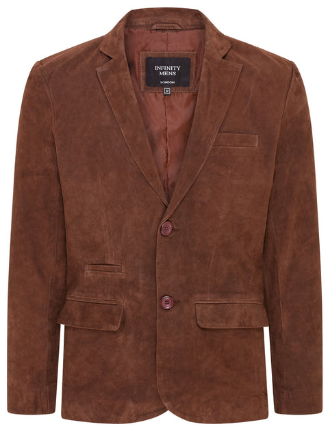 Infinity Somero Men's Goat Suede Blazer Brown Large 2