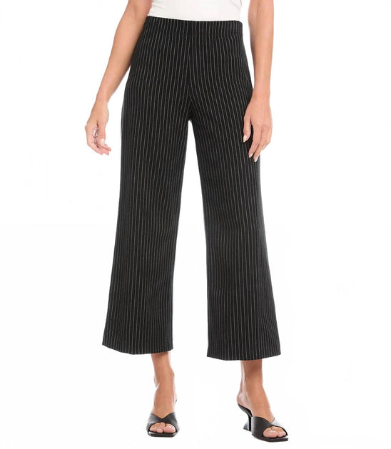Karen Kane Philine Cropped Pants Pinstripe Black Medium 2