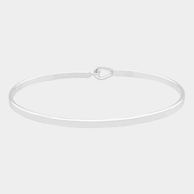 FASHNZFAB Brass Thin Metal Hook Bracelet Silver One Size 4