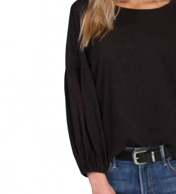 Dylan 3/4 Sleeve Slub Tee Black Medium 4