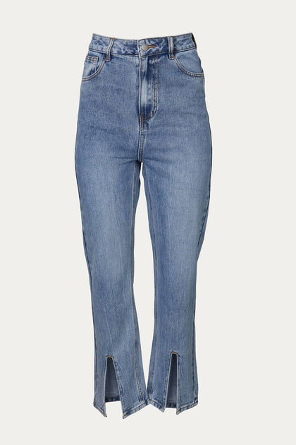 Gentle Herd High-Rise Split Hem Jeans Blue Small 3