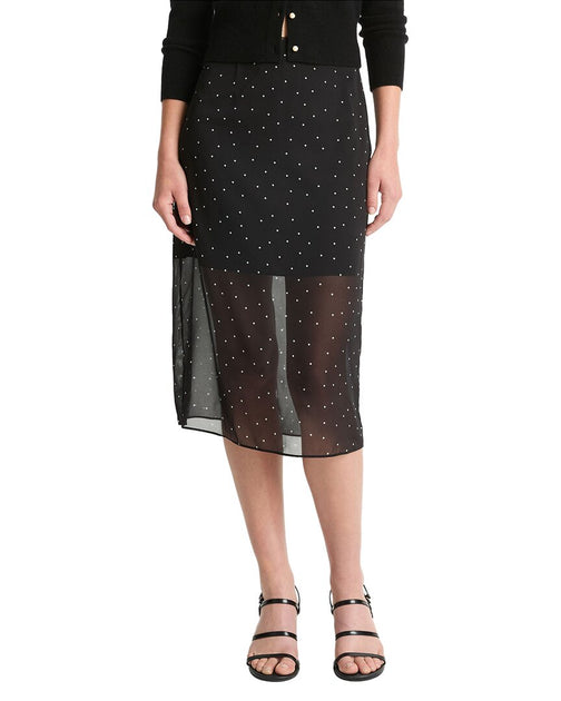 Vince Sheer Dot Silk-Blend Straight Skirt Black US 2 2