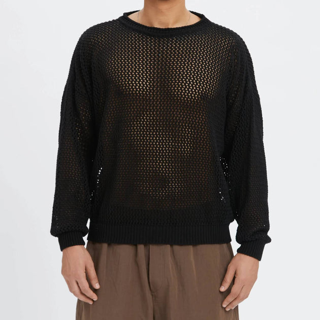 s.k. manor hill Pull Maille Ouverte Noir Large 2