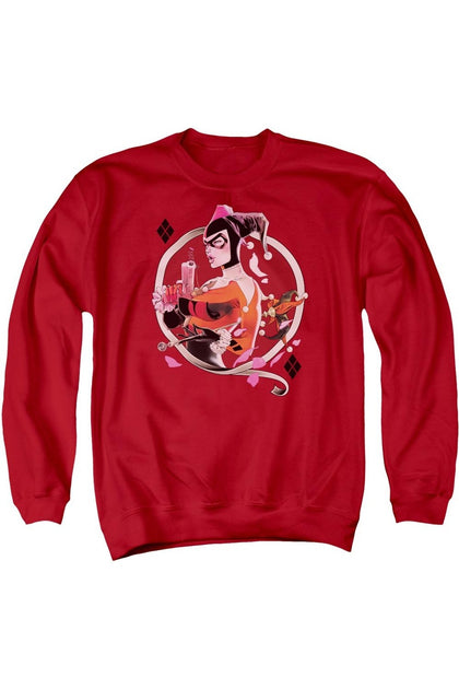 Gildan Batman Harley Q Crewneck Sweatshirt Red Small 2
