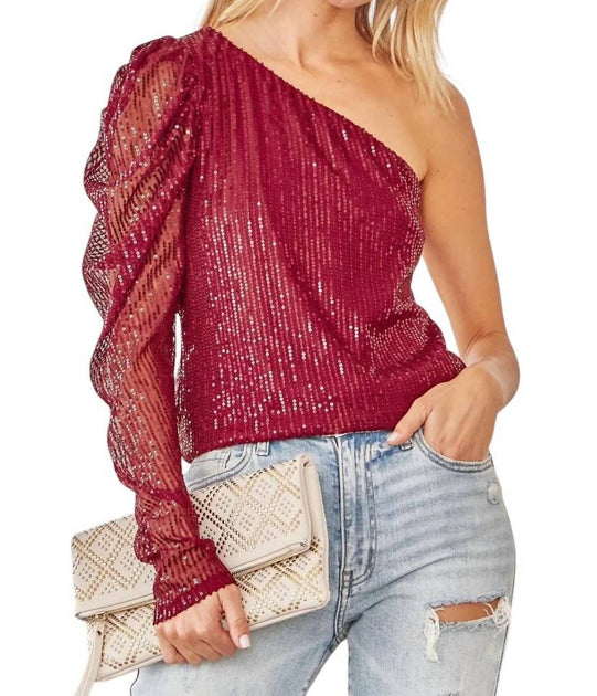 Andree by Unit Fancy Feels Sequin Top Red 1X 2