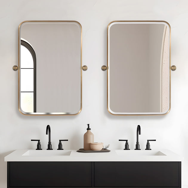 Hivvago 36" Gold Eisenrahmen Badezimmerspiegel 2