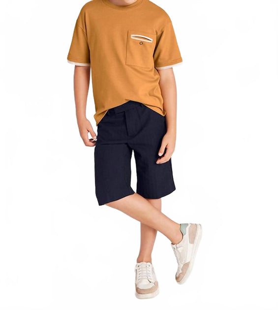 Mayoral Linen Blend Chino Bermuda Shorts Blue US 10 2