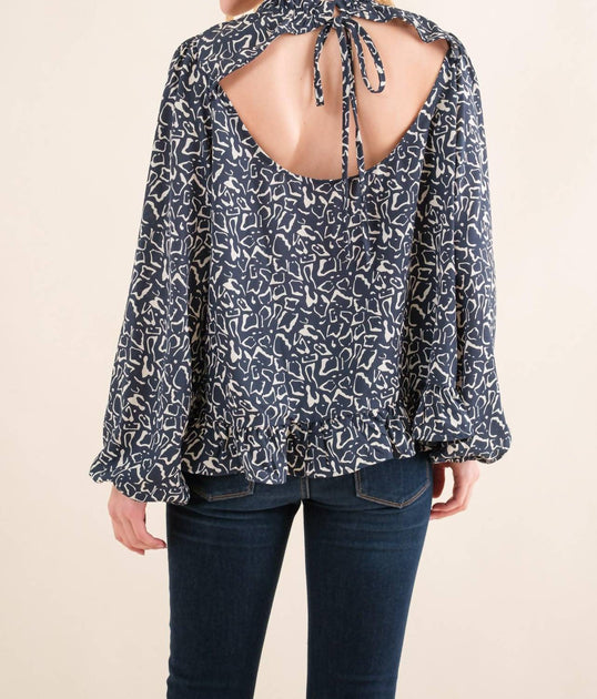 And The Why Running Out Of Time Blouse Blue Medium 3