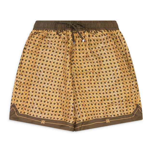 Amiri Weave Pattern Silk Shorts Brown Medium 2