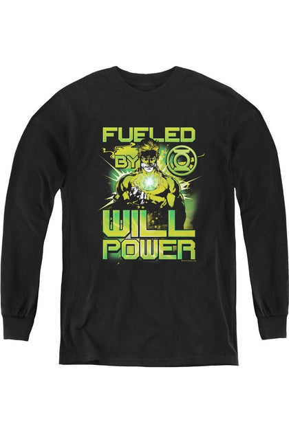 Gildan Green Lantern Fueled Youth Long Sleeve Tee Black Small 2