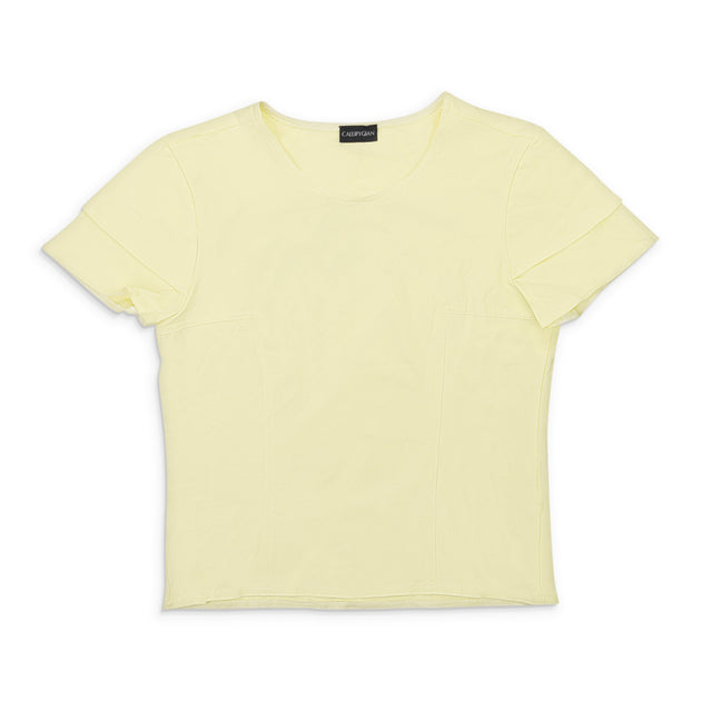Callipygian Contrast Stitch T-Shirt Yellow Large 2