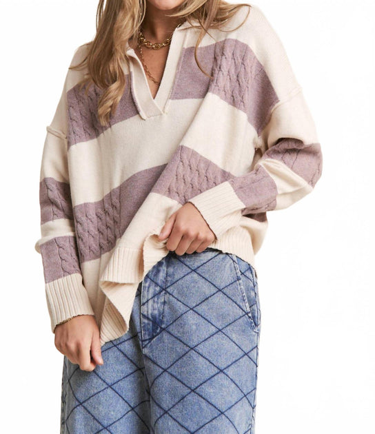 J.NNA Snuggled Up Johnny Collar Pullover Blau Groß 2