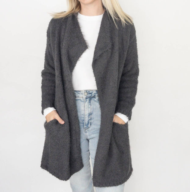 BluIvy Soft Fuzzy Drape Cozy Cardigan Rose Medium/Large 4