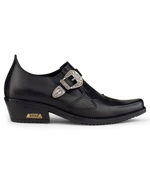ETOR Infinity Men's Leather Biker Shoes Black EU 45 2