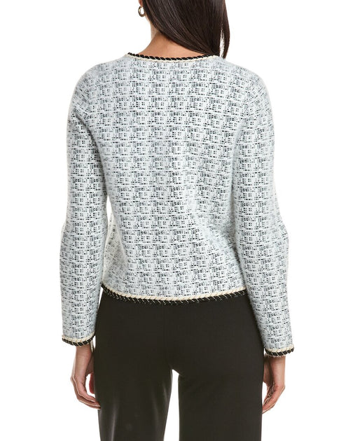 Cardigan en maille torsadée mélange laine Milly Blanc Medium 3