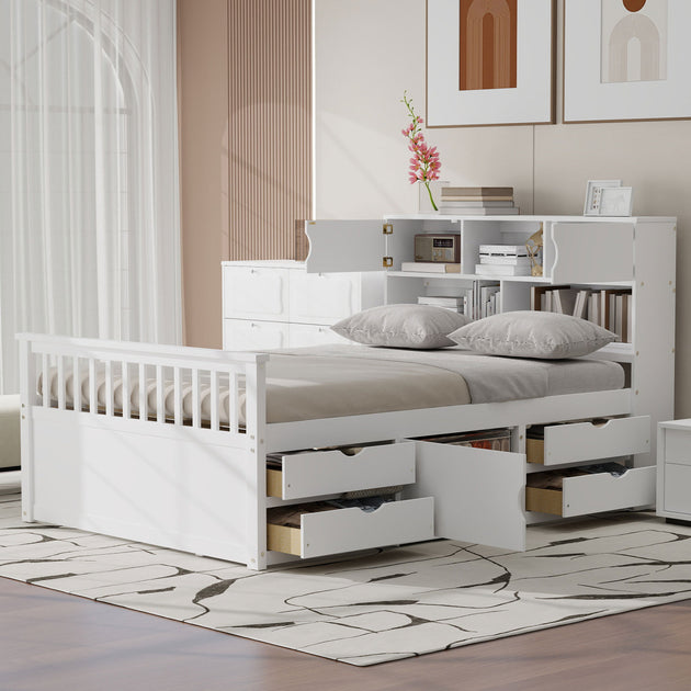 Streamdale Captain Platform Bed Frame White Full 4