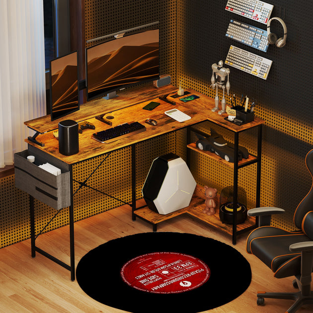 Hivvago L-Shaped Desk Black 4