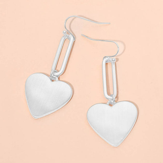 FASHNZFAB Metal Heart Plate Drop Earrings Multi 2