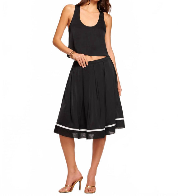 Ramy Brook Alta Pleated Midi Skirt Black US 6 3