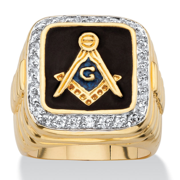 Palm Men's Masonic Ring Black Gold-Plated US 13 2