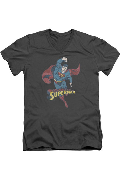 T-shirt col en V Gris Large Gildan DC Comics Desaturated Superman 2