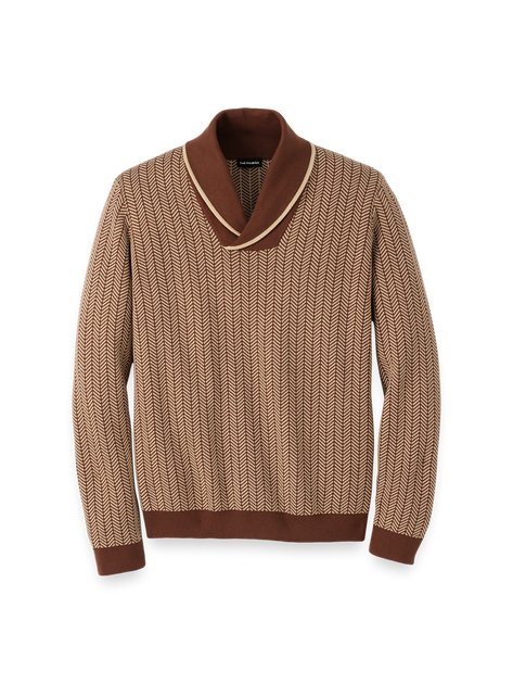 Paul Fredrick Shawl Collar Pullover Sweater Beige Medium 2