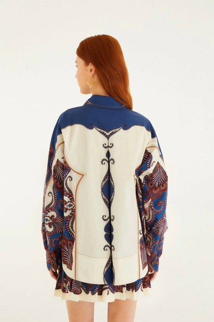 FARM Rio Arabesque Scarf Sand Hemd Blau XSmall 4