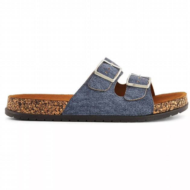 Andrea Double Buckle Strap Sandal Blue US 6 3
