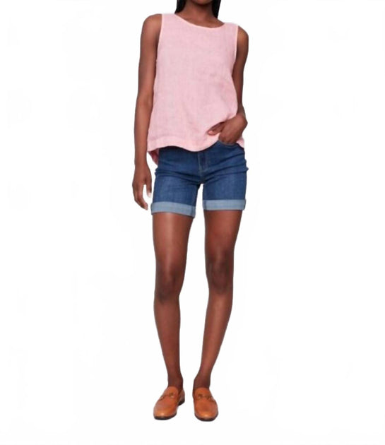CHARLIE B Sleeveless Linen Top Pink Small 2