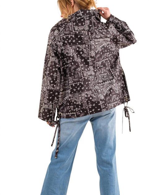 And The Why Bandana Print Windbreaker Jacket Grey Large 4