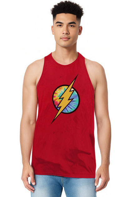 Gildan DC Comics Flash Tie Dye Logo Tank Top Red Small 4