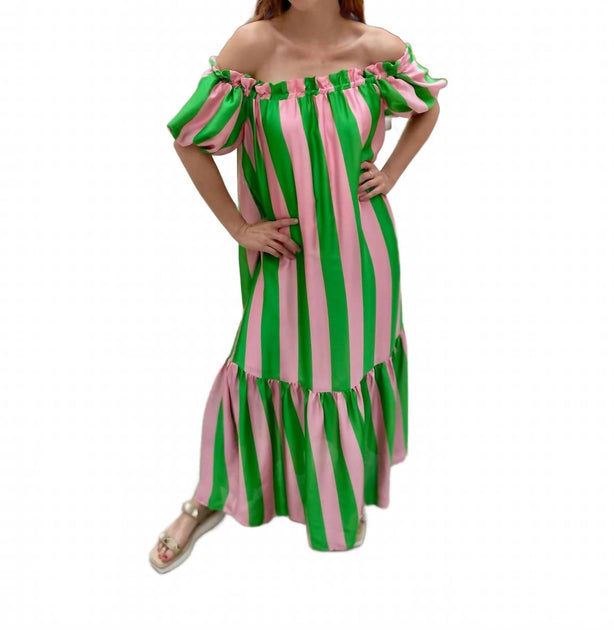 corey lynn calter clare linen dress ADRIENNE Clarise Spring Fling Off Shoulder Maxi In Green And Pink Striped Mirabel PDF Pattern(A4/Letter) & Recipe Set:L This lovely Sanctuary dress Nice Arctic Blue Dress