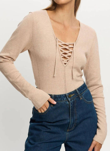 KIVARI Malia Knit Top Beige XS 2