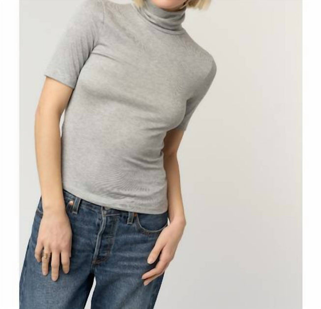 Pro-Ject Jesllyn Turtleneck Rib Tee Top Grey Large 2