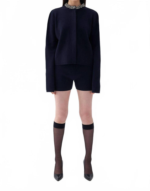 Cardigan tricot Nocturne à col de pierres Noir Small 2