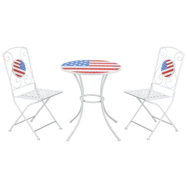 Hivvago Folding Bistro Table and Chair Set White 2